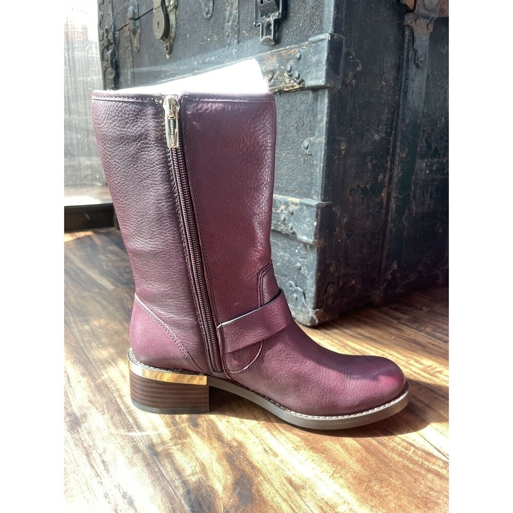 Vince Camuto Womens Windy Buckle Moto Dark Wood Mid-Calf Boots Shoes Size 7 - Picture 5 of 12
